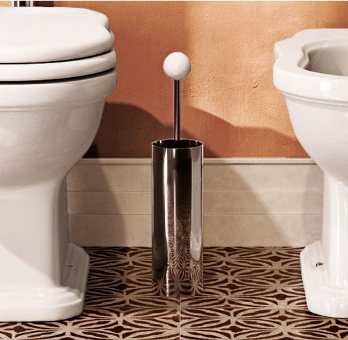 Immagine di Flaminia EVERGREEN portascopino da appoggio, finitura cromo EGPF