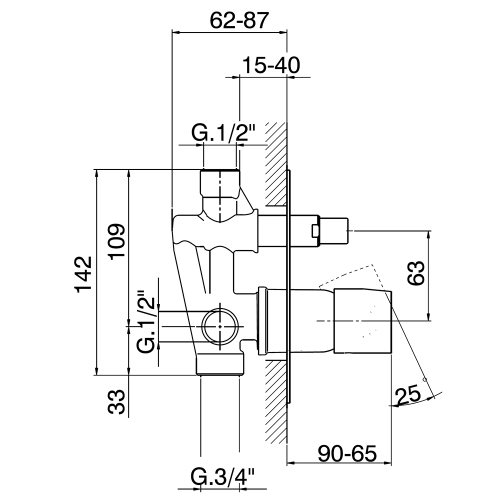 Immagine di Flaminia FOLD miscelatore monocomando ad incasso per vasca/doccia con deviatore, finitura cromo FL2081