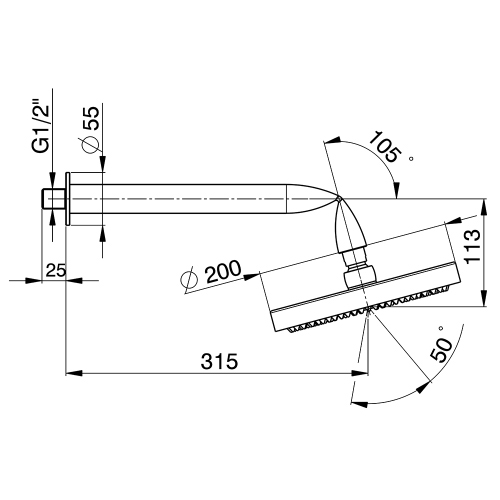 Immagine di Flaminia FOLD soffione doccia a parete, finitura cromo FL2084