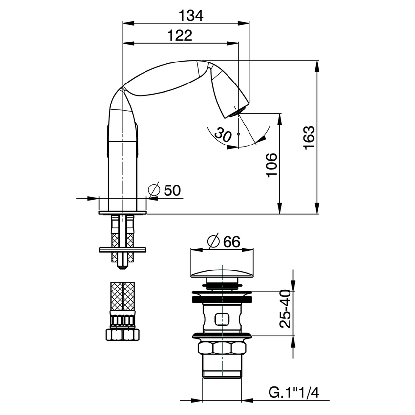 Immagine di Flaminia FOLD miscelatore monocomando lavabo, finitura cromo FL3050