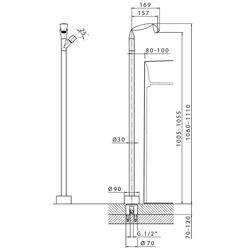 Immagine di Flaminia FOLD miscelatore monocomando lavabo free standing, finitura cromo FL3052