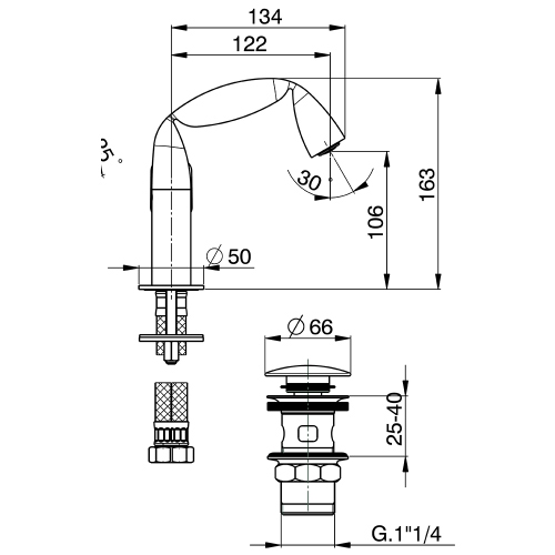 Immagine di Flaminia FOLD miscelatore monocomando bidet, finitura cromo FL4070