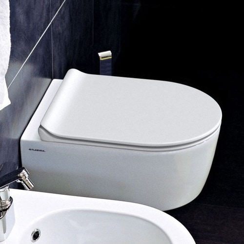 Immagine di Flaminia MINI LINK set sanitari sospesi, vaso con sistema goclean® e coprivaso slim con discesa rallentata, bidet monoforo con troppopieno, colore bianco finitura lucido 5064G+5065+LKCW09