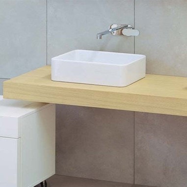 Immagine di Flaminia MINIWASH 48 lavabo 48 cm da appoggio o sospeso con staffa, senza troppopieno, colore bianco finitura lucido MWL48