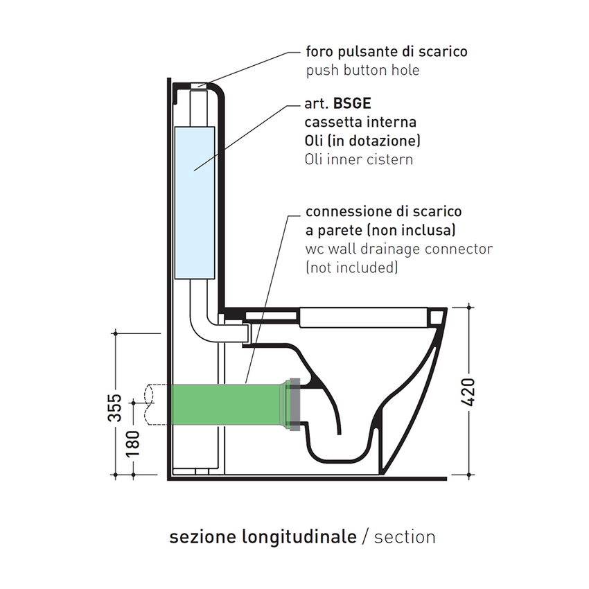 Immagine di Flaminia NIAGARA cassetta monoblocco con scarico P a parete, per vasi back to wall, colore bianco finitura lucido TR39
