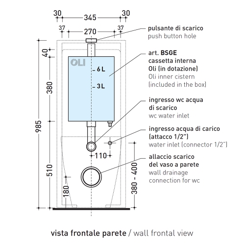 Immagine di Flaminia NIAGARA cassetta monoblocco con scarico P a parete, per vasi back to wall, colore bianco finitura lucido TR39