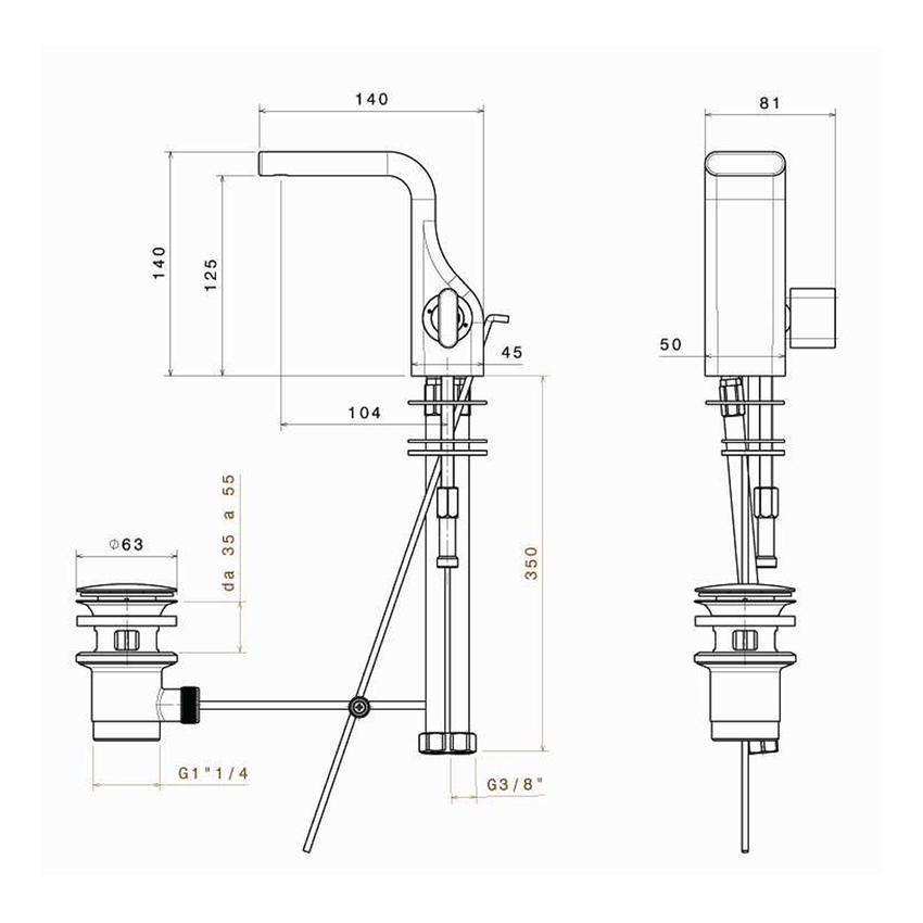 Immagine di Flaminia NOKE’ miscelatore monocomando bidet, completo di piletta, finitura cromo NK3210