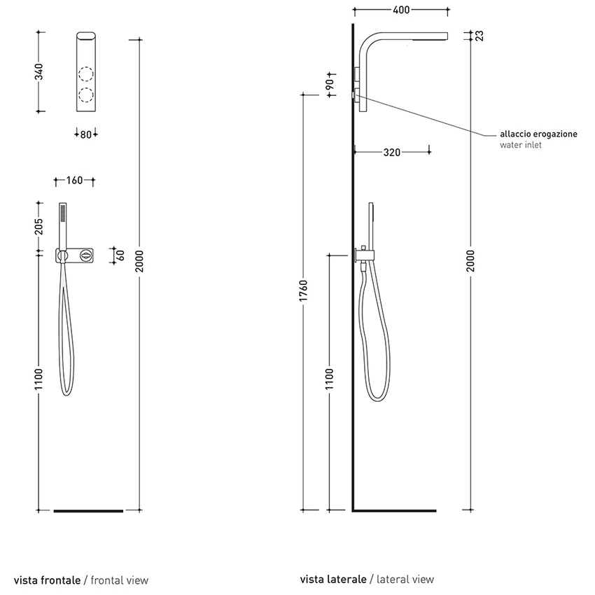 Immagine di Flaminia NOKE’ set doccia ad incasso composta da soffione, miscelatore e doccetta, finitura cromo NK3260