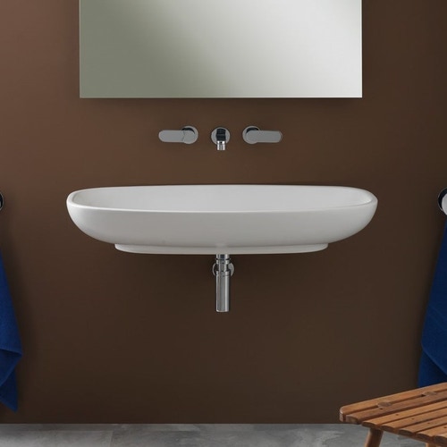 Immagine di Flaminia NUDA 85 lavabo 86 cm sospeso o appoggio senza troppopieno, colore bianco finitura lucido 5080