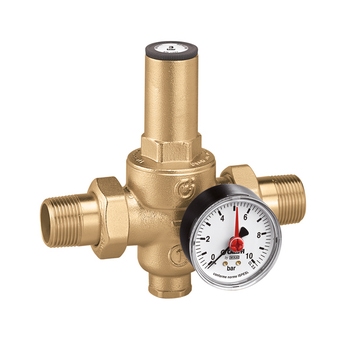 Immagine di Caleffi Riduttore di pressione con cartuccia estraibile, attacchi maschio a bocchettone 3/4" con manometro 0–10 bar 536051