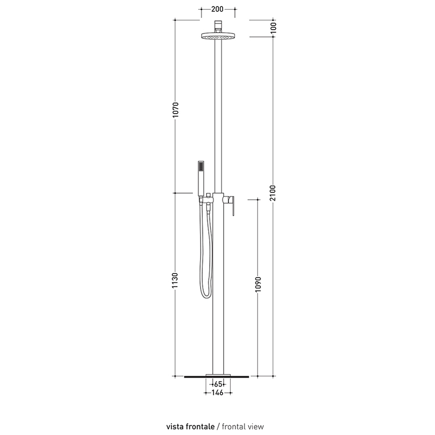 Immagine di Flaminia ONE erogatore doccia free-standing con miscelatore e doccetta, finitura cromo 112086