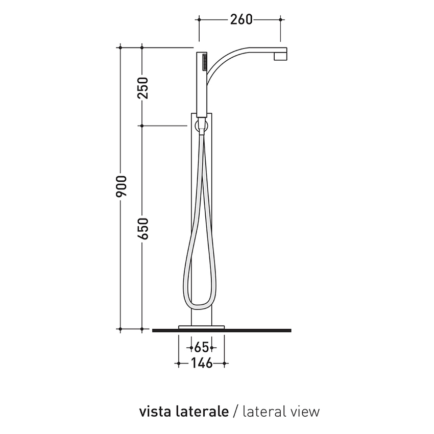 Immagine di Flaminia ONE erogatore vasca free-standing con miscelatore e doccetta, finitura cromo 112580
