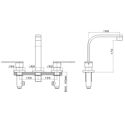 Immagine di Flaminia ONE batteria lavabo a tre fori, finitura cromo 113056/F