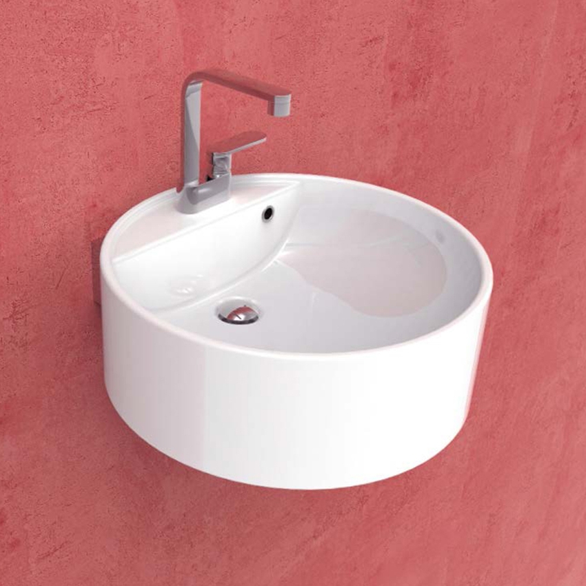 Immagine di Flaminia TWIN SET 52 lavabo sospeso 52 cm, monoforo, con troppopieno, colore bianco finitura lucido 5050/S