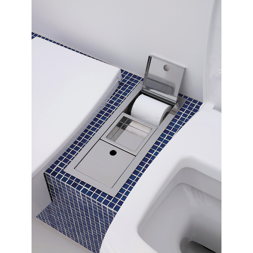 Immagine di Flaminia UNA set sanitari semincasso, vaso con scarico S/P, coprivaso e copribidet avvolgenti, bidet con troppopieno, colore bianco finitura lucido UNA/WC+UNA/B+UNACW02+UNACB04
