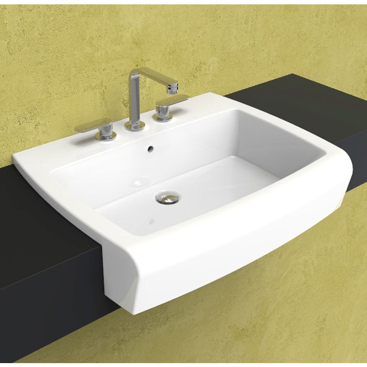 Immagine di Flaminia UNA 75 lavabo 75 cm semincasso, con troppopieno, colore bianco finitura lucido UNA75L
