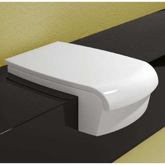 Immagine di Flaminia UNA set sanitari semincasso, vaso con scarico S/P, coprivaso e copribidet avvolgenti, bidet con troppopieno, colore bianco finitura lucido UNA/WC+UNA/B+UNACW02+UNACB04