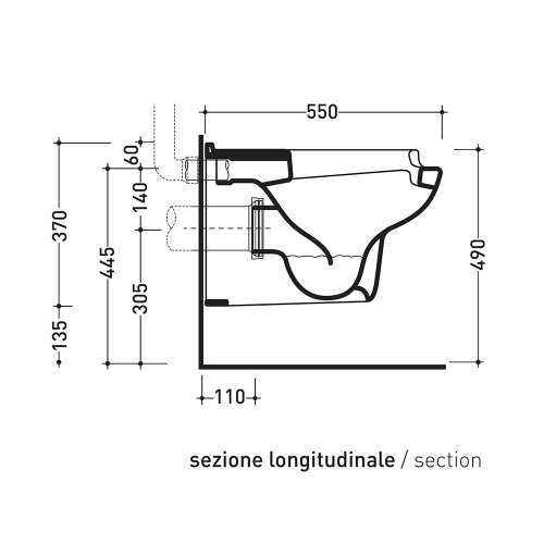 Immagine di Flaminia DISABILI vaso ergonomico sospeso, colore bianco finitura lucido G1048