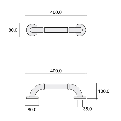 Immagine di Flaminia DISABILI maniglione di sostegno lineare cm 40, colore bianco finitura lucido D2