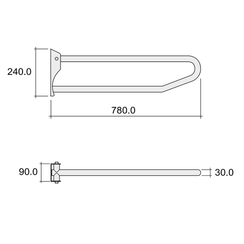 Immagine di Flaminia DISABILI impugnatura di sostegno ribaltabile, colore bianco finitura lucido D3