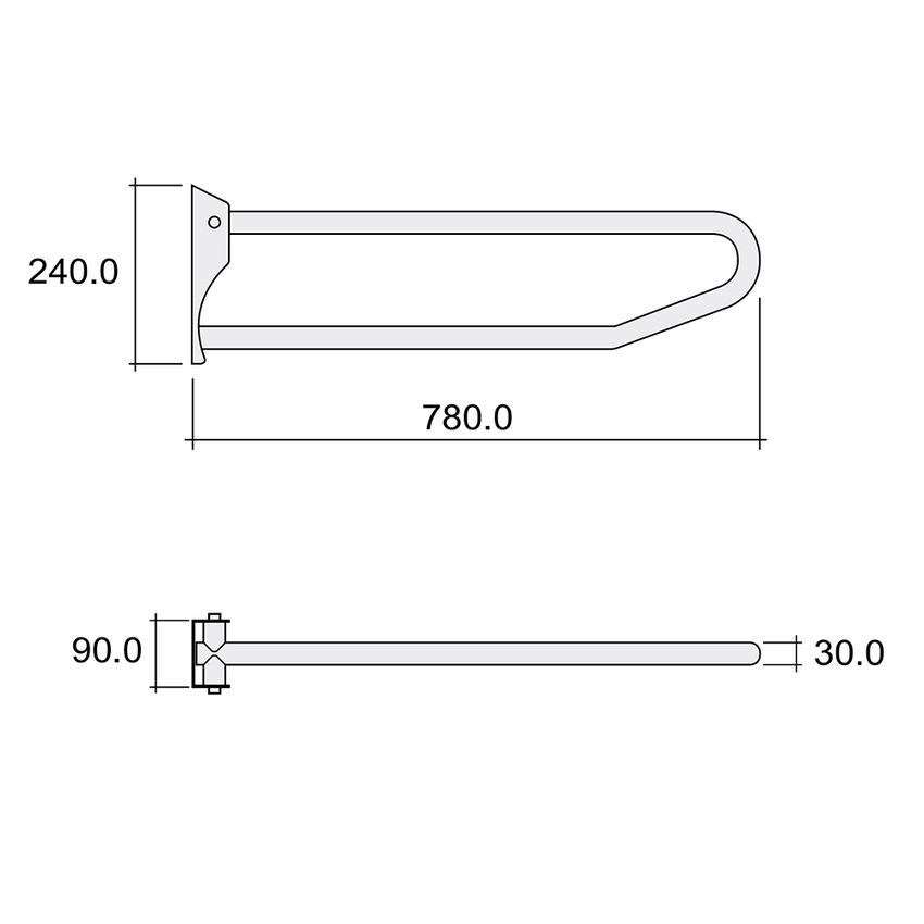 Immagine di Flaminia DISABILI impugnatura di sostegno ribaltabile, colore bianco finitura lucido D3