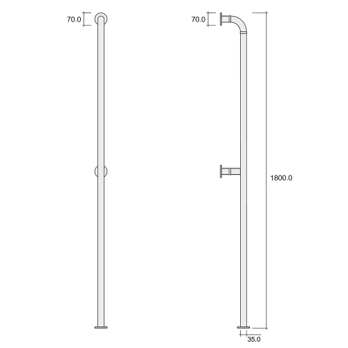 Immagine di Flaminia DISABILI corrimano di sostegno verticale H 180 cm, colore bianco finitura lucido D8