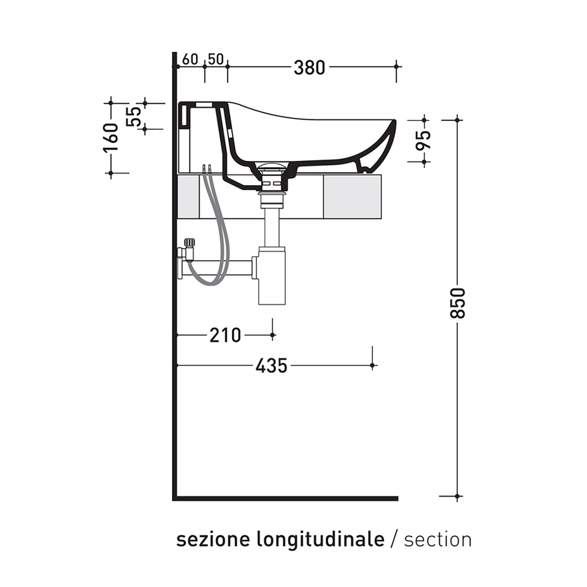 Immagine di Flaminia FLUO 60 lavabo 60 cm da appoggio o sospeso, con troppopieno e piano per rubinetteria, colore bianco finitura lucido FU60L