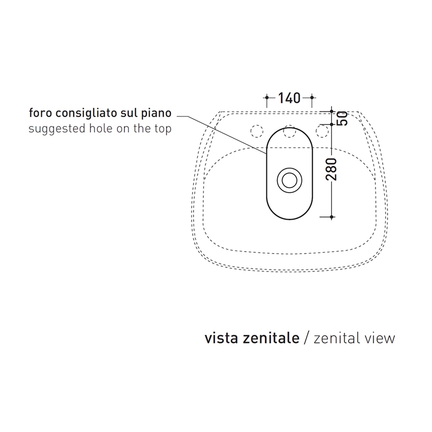 Immagine di Flaminia FLUO 60 lavabo 60 cm da appoggio o sospeso, con troppopieno e piano per rubinetteria, colore bianco finitura lucido FU60L