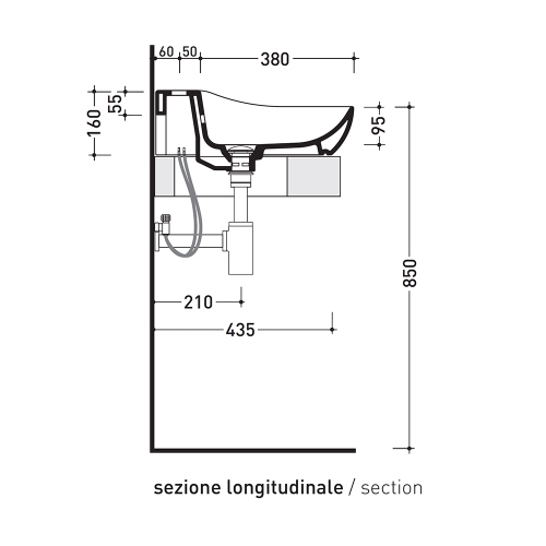 Immagine di Flaminia FLUO 70 lavabo 70 cm da appoggio o sospeso, con troppopieno e piano per rubinetteria, colore bianco finitura lucido FU70L