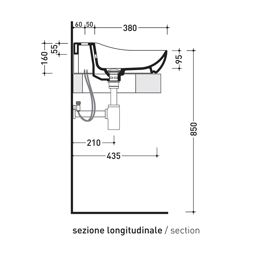 Immagine di Flaminia FLUO 70 lavabo 70 cm da appoggio o sospeso, con troppopieno e piano per rubinetteria, colore bianco finitura lucido FU70L
