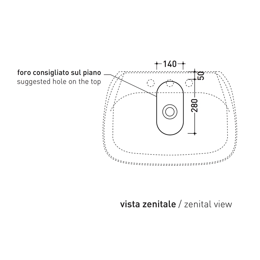 Immagine di Flaminia FLUO 70 lavabo 70 cm da appoggio o sospeso, con troppopieno e piano per rubinetteria, colore bianco finitura lucido FU70L