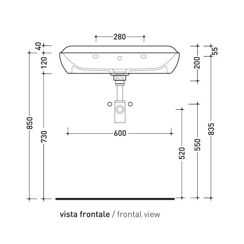 Immagine di Flaminia FLUO 70 lavabo 70 cm da appoggio o sospeso, con troppopieno e piano per rubinetteria, colore bianco finitura lucido FU70L