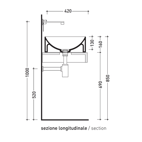 Immagine di Flaminia TWIN SET SLIM 42 lavabo 42 cm da appoggio, senza troppopieno, colore bianco finitura lucido TW42C