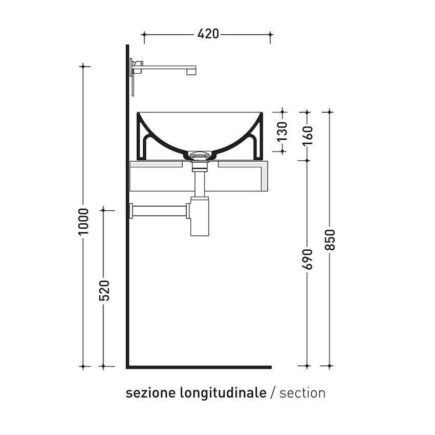 Immagine di Flaminia TWIN SET SLIM 42 lavabo 42 cm da appoggio, senza troppopieno, colore bianco finitura lucido TW42C
