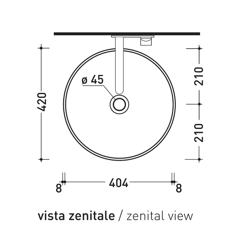 Immagine di Flaminia TWIN SET SLIM 42 lavabo 42 cm da appoggio, senza troppopieno, colore bianco finitura lucido TW42C