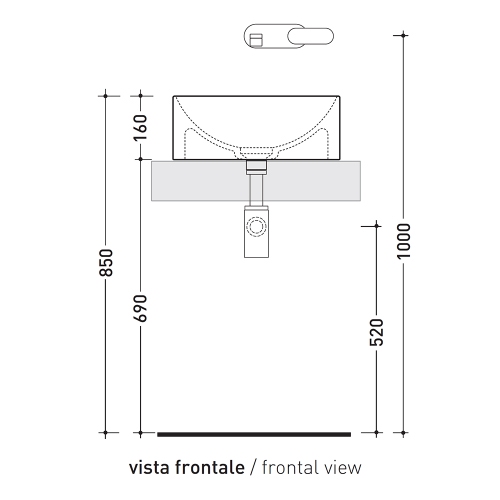 Immagine di Flaminia TWIN SET SLIM 42 lavabo 42 cm da appoggio, senza troppopieno, colore bianco finitura lucido TW42C