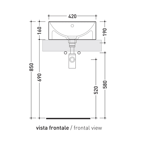 Immagine di Flaminia TWIN SET SLIM 42 lavabo 42 cm da appoggio, monoforo, con troppopieno, colore bianco finitura lucido TW42A