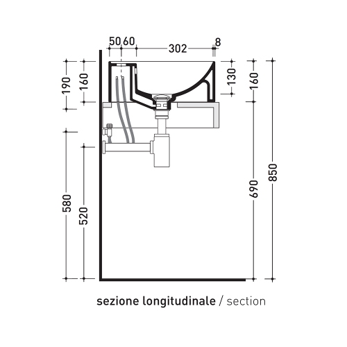 Immagine di Flaminia TWIN SET SLIM 42 lavabo 42 cm da appoggio, monoforo, con troppopieno, colore bianco finitura lucido TW42A