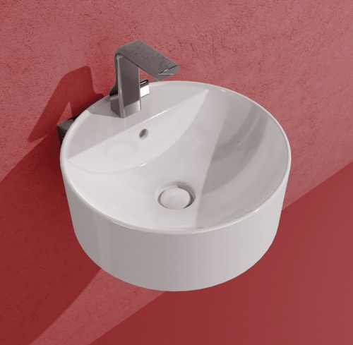 Immagine di Flaminia TWIN SET SLIM 42 lavabo 42 cm sospeso, monoforo, con troppopieno, colore grigio lava finitura opaco TW42SGLA