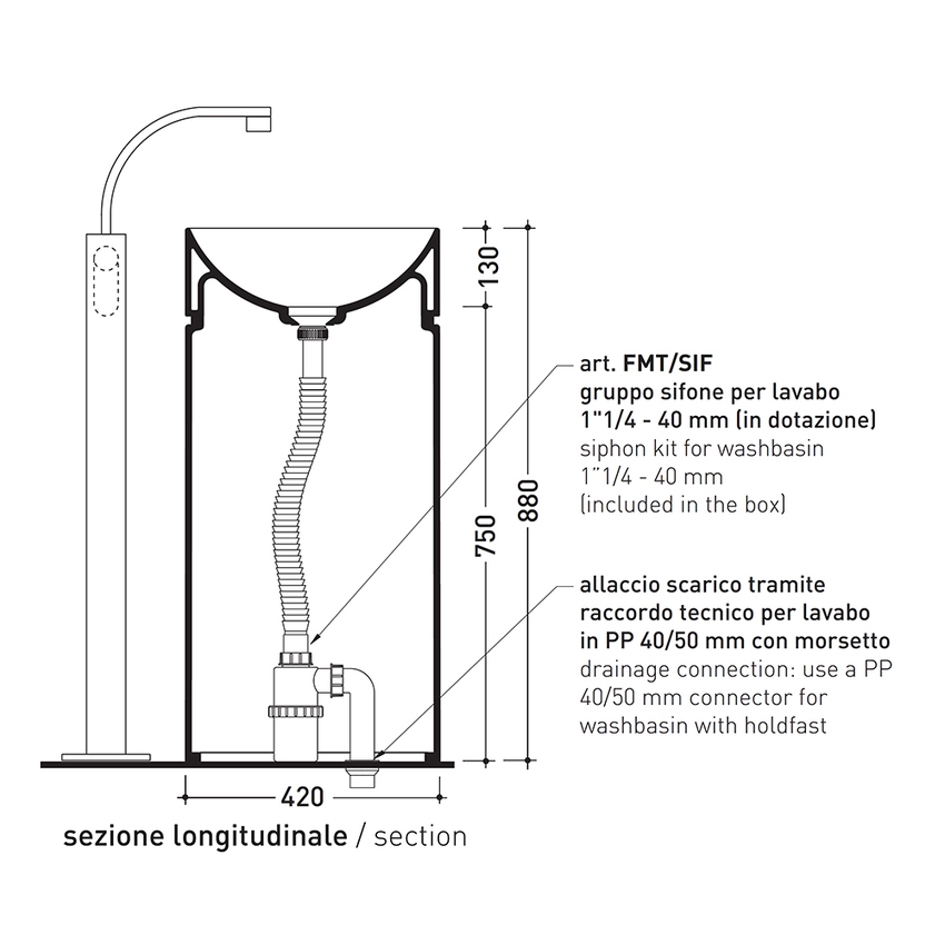 Immagine di Flaminia MONOTWIN SLIM lavabo a colonna a centro stanza, colore bianco finitura lucido MTC42C
