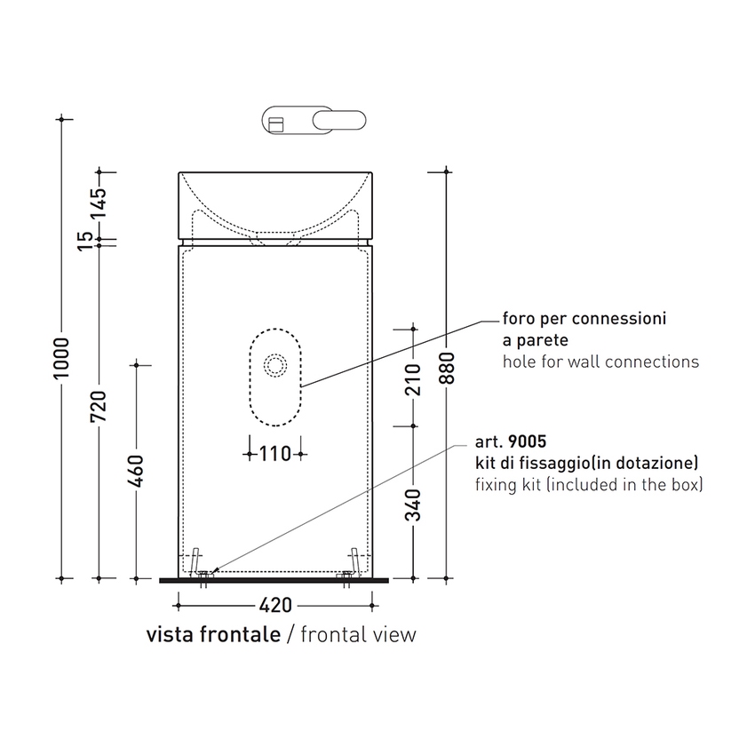 Immagine di Flaminia MONOTWIN SLIM lavabo a colonna a parete, colore bianco finitura lucido MTC42P
