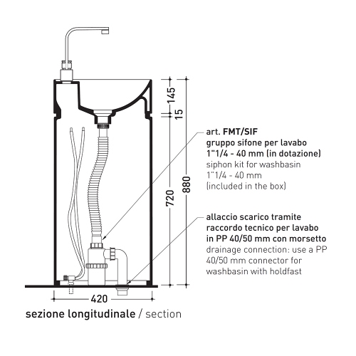 Immagine di Flaminia MONOTWIN SLIM lavabo a colonna a centro stanza, monoforo, con piano per rubinetteria, colore bianco finitura lucido MTR42C