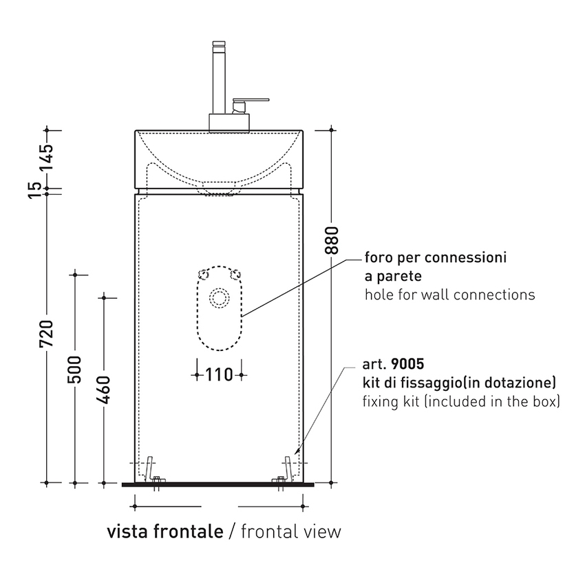 Immagine di Flaminia MONOTWIN SLIM lavabo a colonna a parete, con piano rubinetteria, monoforo, colore bianco finitura lucido MTR42P