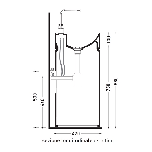 Immagine di Flaminia MONOTWIN SLIM lavabo a colonna a parete, con piano rubinetteria, monoforo, colore bianco finitura lucido MTR42P