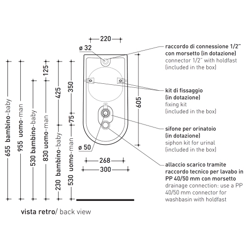 Immagine di Flaminia APP orinatoio a parete, colore bianco finitura lucido AP28G