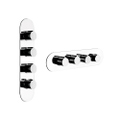 Immagine di Gessi WELLNESS miscelatore termostatico alta portata a parete, 3 uscite indipendenti, installazione verticale/orizzontale, senza corpo incasso, finitura cromo 43066#031