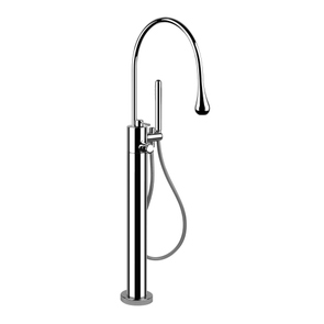 Immagine di Gessi GOCCIA piantana termostatica alta portata, esterno vasca, con doccetta, senza corpo incasso, finitura cromo 24978#031