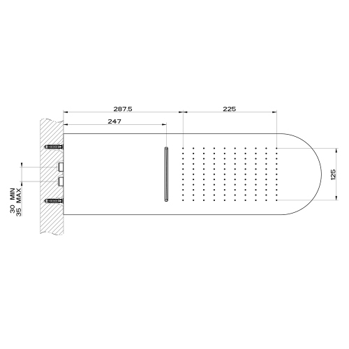 Immagine di Gessi WELLNESS sistema multifunzione a parete Tondo 200 con funzioni pioggia/cascata, finitura mirror steel 33053#238