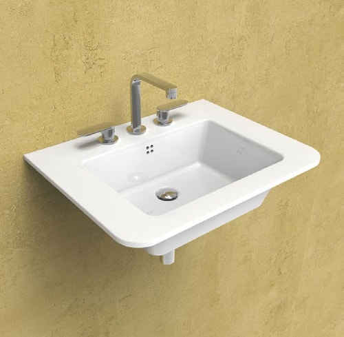 Immagine di Flaminia VOLO 66 lavabo 66 cm da appoggio o sospeso, con troppopieno, colore bianco finitura lucido VL66L