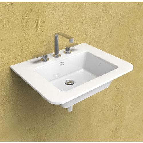Immagine di Flaminia VOLO 66 lavabo 66 cm da appoggio o sospeso, con troppopieno, colore bianco finitura lucido VL66L